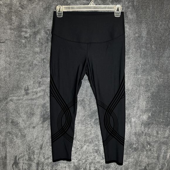 Fanka Leggings Womens Large Black Reversible High Rise Patterned Yoga Pants - Picture 1 of 11